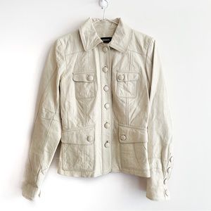 Danier Cream Coloured Retro Leather Jacket - XXS